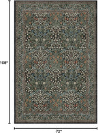 RUGGABLE x Morris & Co Washable Area Rug– Blackthorn Forest Green 6x9, Stain-Resistant, Non-Slip – Medium Machine Washable Rugs for Living Room, Bedroom, Hallway, Entryway & Office–with Cushioned Pad