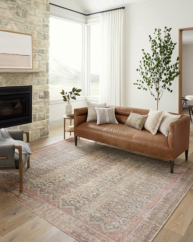 Loloi Angela Rose Aubrey Collection AUB-03 Ocean/Spice 2'-6" x 12'-0", .19" Pile Height, Runner Rug