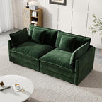Modular Sectional Sofa, 76.7 Inch I-Shaped Cloud Sofa with Deep Seat Comfortable Chenille Sofa with Cushion Double Sectional Sofa for Living Room Apartment,Evergreen
