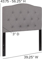 BizChair Arched Button Tufted Twin Size Headboard in Light Gray Fabric
