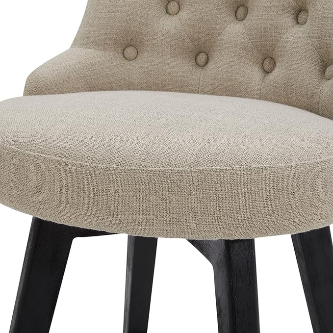 Watson & Whitely Counter Height Bar Stools, Performance Fabric Upholstered Modern Swivel Barstool with Back, Solid Wood Legs, 26" H Seat, Tan