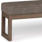 SIMPLIHOME Milltown 45 inch Wide Contemporary Rectangle Large Ottoman Bench in Mink Brown Tweed Look Fabric, Assembled, for the Living Room and Bedroom