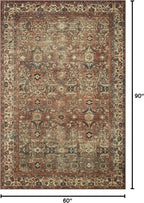 Loloi Magnolia Home by Joanna Gaines Banks Collection BAN-04 Brick/Ivory 5'-0" x 7'-6", .13" Pile Height, Machine Washable, Area Rug