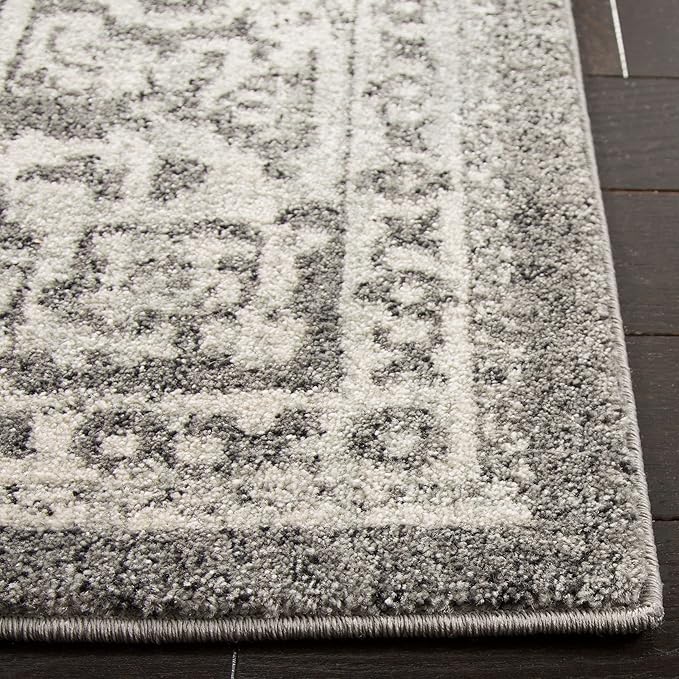 SAFAVIEH Area Rug 10x14 - Evoke Collection - Large - Grey & Ivory, Distressed Design, Non-Shedding & Easy to Clean, Ideal for Living Room, Bedroom, Dining Space (EVK256D)