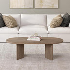 Henn&Hart 48" Oval Wood Low-Profile Coffee Table for Living Room, Family Room or Office, Antiqued Gray Oak