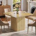 Tribesigns 39-Inch Square Dining Table for 4, Small Fluted Kitchen Table with Sturdy Pedestal, Farmhouse Wooden Dinner Table for Dining Room, Living Room, Kitchen, Small Space, Natural