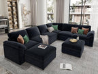 EASE MOOSE Oversized U Shape Sectional Couch Wide Deep seat Modular Cloud Sofa,FSC Certified Comfortable Chenille Blue Cloud Couch sectional Sofa
