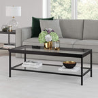 Henn&Hart 45" Wide Rectangular Rectangular Coffee Table in Blackened Bronze, Modern Rectangular Coffee Tables for living room, studio apartment essentials