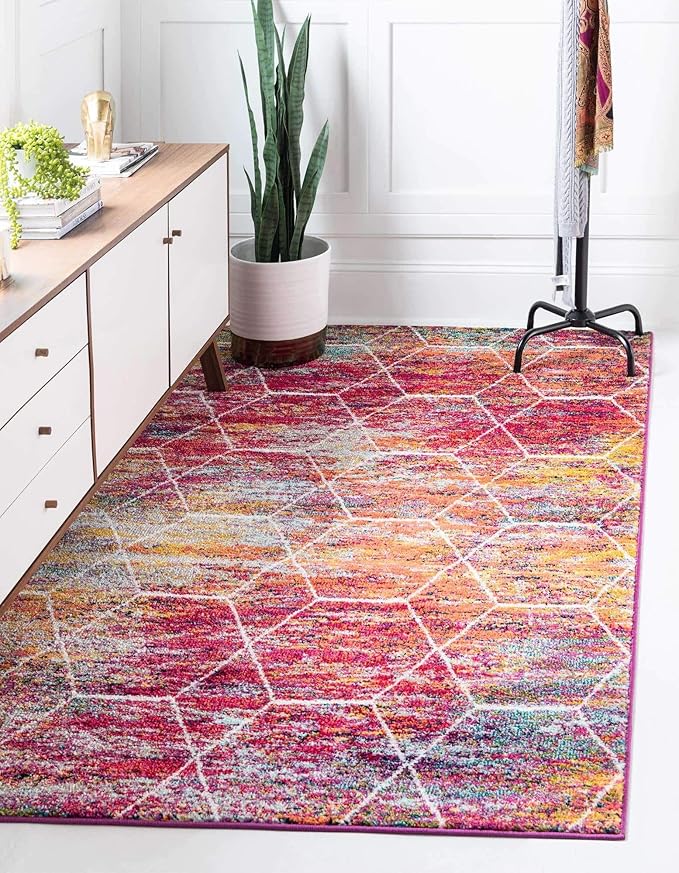 Unique Loom Trellis Frieze Collection Area Rug - Geometric (7' x 10', Multi/ Ivory)