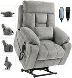 Large Power Lift Chairs Recliners for Elderly with Heated and Massage, Lazy Boy Recliner Chair with 26in Extra Wide Seat, Hidden Cup Holder, Side Pocket