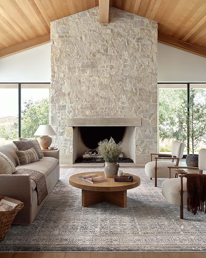 Loloi Amber Lewis Alie Collection ALE-04 Sky/Stone 11'-6'' x 15'-7'', .13'' Pile Height, Area Rug