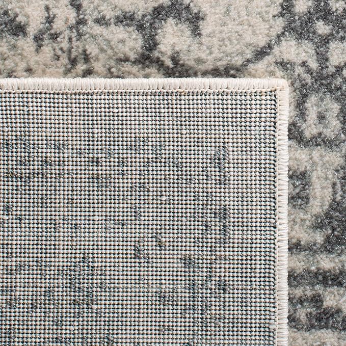 SAFAVIEH Evoke Collection Area Rug - 6'7" Square, Ivory & Grey, Distressed Design, Non-Shedding & Easy to Clean, Ideal for Living Room, Bedroom, Dining Space (EVK256F)