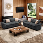 L-Shaped Cloud Modular Sofa Set, 4-Piece Double Loveseat Sectional w/Deep Seat & Removable Arms, Plush Chenille for Living Room - Cyan