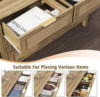 6 Drawer Dressers for Bedroom, Rattan Dresser with Drawers, Modern Wood Dresser with Metal Handles, Chest of Drawers for Bedroom, Living Room, Entryway (6 Drawer)