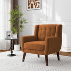 Lumibee Accent Chair, Modern Velevet Armchair for Living Room, Comfy Upholstered Arm Chair Tufted for Indoor Bedroom Office Room (Orange Velvet)