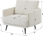 Mid-Century Accent Chair,Modern Oversized Armchair for Living Room,Comfy Upholstered Reading Accent Chairs for Bedroom,Single Sofa Chair (Beige-1PACK)