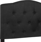 EMMA + OLIVER Twin Size Tufted Upholstered Headboard with Adjustable Metal Bed Rail Slots, Modern Fabric Upholstered Twin Headboard, Black