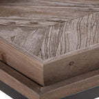 SIMPLIHOME Damien SOLID AGED ELM WOOD and Metal 50 inch Wide Modern Industrial Console Table in Distressed Natural Elm for the Living room Entryway and Bedroom