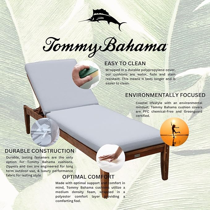 Tommy Bahama Chaise Cushion, 26" X 82" X 2.5", Bamboo Bay Cloud