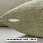 FUTEI Sage Green Chenille Throw Pillow Covers 18x18 Inch Set of 2,Soft Striped & Diamond Textured Cushion Cases,Modern Home Decor for Couch Living Room