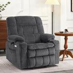 MCombo Dual Motor Power Lift Recliner Chair for Elderly, Lay Flat Lift Chair with Heat and Massage, Petite Wide Lift Chair, Cup Holders, USB A&C Ports, Fabric R7894 (Small-Wide, Dark Gray)