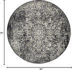 SAFAVIEH Evoke Collection Area Rug - 3' Round, Black & Grey, Distressed Design, Non-Shedding & Easy to Clean, Ideal for Foyer, Bedroom, Accent Space (EVK256R)
