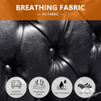 LEVNARY Chesterfield Chair Leather, Upholstered Sofa Chair with High Back, Mid-Century Modern Armchair with Solid Wood Legs, Single Couches for Living Room (Black)