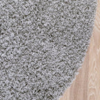 Unique Loom Solid Shag Collection Area Rug (10' 2" Round, Cloud Gray)