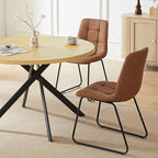 45.3 Inch Round Dining Table Set for 4, Mid Century Modern Small Kitchen Coffee Set for Dining Room Kitchen Apartment (Cream Table + 4 U-Shaped Brown Chairs)