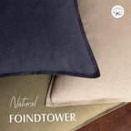 Foindtower Pack of 2, Decorative Linen Soild Throw Pillow Covers Soft Accent Cushion Case Farmhouse Neutral Pillowcase for Chair Couch Sofa Bedroom Living Room Home Decor 24 x 24 Inch Tan Beige