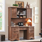 T4TREAM 59" Home Office Desk Hutch with Ample Storage, Only Match VSC Series Farmhouse Desk (Reclaimed Barnwood)