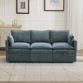 80" Cloud Modular 3 Seater Sofa with Storage, Modern Upholstered Storage Sofa Couch Deep Seat, Sectional Sofa Chenille Comfy Couch with Armrests for Living Room, Small Space, Blue