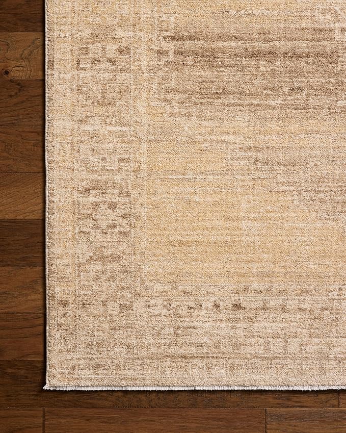 Loloi Chris Loves Julia Palma Collection PLM-07 Wheat/Taupe 2'-3" x 3'-10" Fringe Accent Rug Vintage Style Boho Living Room Bedroom Carpet