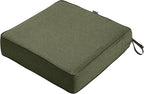 Classic Accessories Montlake Water-Resistant 25 x 25 x 5 Inch Square Outdoor Seat Cushion, Patio Furniture Chair Cushion, Heather Fern Green, Outdoor Cushion Cover