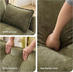 108" Modern L-Shaped Sectional Sofa with USB & Type-c Port Charger, Modular Cloud Couch, Deep Seating Chenille Fabric 4-Seater with Ottoman and Pillows for Living Room (Green)