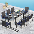 Sophia & William 9 Pieces Expandable Patio Dining Set, Extendable Rectangular Patio Table and Chairs Set for 8, Metal Outdoor Table and Rattan Chairs, All Weather Outdoor Dining Set