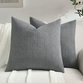 FUTEI Dark Grey Chenille Throw Pillow Covers 22x22 Inch Set of 2,Soft Striped & Diamond Textured Cushion Cases,Modern Home Decor for Couch Living Room