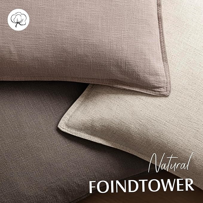 Foindtower Set of 2, Decorative Linen Soild Throw Pillow Covers Soft Accent Euro Cushion Case Boho Farmhouse Pillowcase for Chair Couch Sofa Bedroom Living Room Home Decor 22 x 22 Inch Dusty Pink