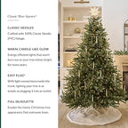 Balsam Hill 9ft Pre-Lit Classic Blue Spruce - Artificial Christmas Tree with 1500 LED Clear Lights, Easy Plug Technology, Premium Stand for Indoor Holiday Decorating