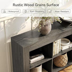 LITTLE TREE Console Table with Storage, 63-Inch Narrow Long Sofa Table, Entryway Table with 6 Cubes, Farmhouse Storage Shelves for Entryway, Living Room