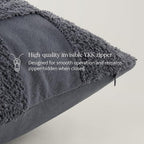 Double Stitch 100% Cotton Throw Pillow Covers - Checkered Tufted Boho Decorative Pillow Covers 20x20, Made in India, Square Cushion Case, Modern Home Decor for Couch, Sofa, Living Room, Charcoal Grey