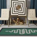 RUGGABLE x Jonathan Adler Machine Washable Modern Runner Rug – Venom Emerald 2.5x7, Stain-Resistant, Non-Slip – Washable Rug for Hallway, Entryway, Living Room & Kitchen–with Standard Pad