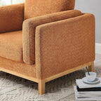 VANOMi 41.34" Oversized Accent Chair, Upholstered Armchair with Solid Wood Legs Living Room Chairs with Wide Armrest Pads, Reading Chair for Bedrooms, Apartments, Living Rooms, Offices（Curry）