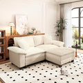 PHI VILLA Cloud Modular Couches Sets, 87.5" Sectional Loveseat Sofa with 1 Movable Ottoman, 3-Seater Comfy Couches for Living Room Apartment, Chenille & Corduroy Dual Fabric, Beige