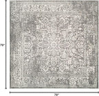 SAFAVIEH Evoke Collection Area Rug - 6'7" Square, Grey & Ivory, Distressed Design, Non-Shedding & Easy to Clean, Ideal for Living Room, Bedroom, Dining Space (EVK256D)
