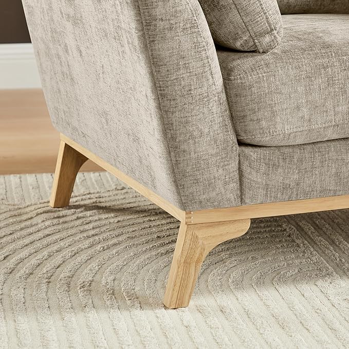 VANOMi Large-Sized Accent Chair, Thick Cushion Bedroom Reading Chair, Comfortable Living Room Single Sofa, Chenille Camel