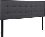 EMMA + OLIVER Quilted Tufted Queen Size Headboard in Dark Gray Fabric