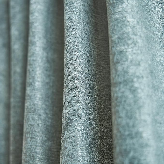 Martha Stewart Naples Chenille Solid Back Tab Window Curtain Panel Pair, 95, Olive Green