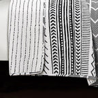 Lush Decor Hygge Geo Pattern Striped 3 Piece Quilt Bedding Set, King, Black & White