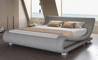 SHA CERLIN Full Size Upholstered Bed Frame, Deluxe Low Profile Sleigh Bed with Linen Ergonomics Headboard, No Box Spring Needed & Easy Assembly, Grey